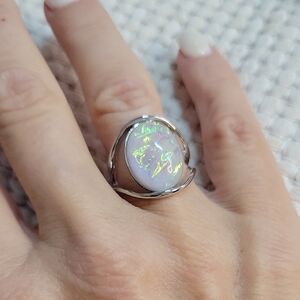 BOHO Silver Opal Moonstone Style Fashion Ring